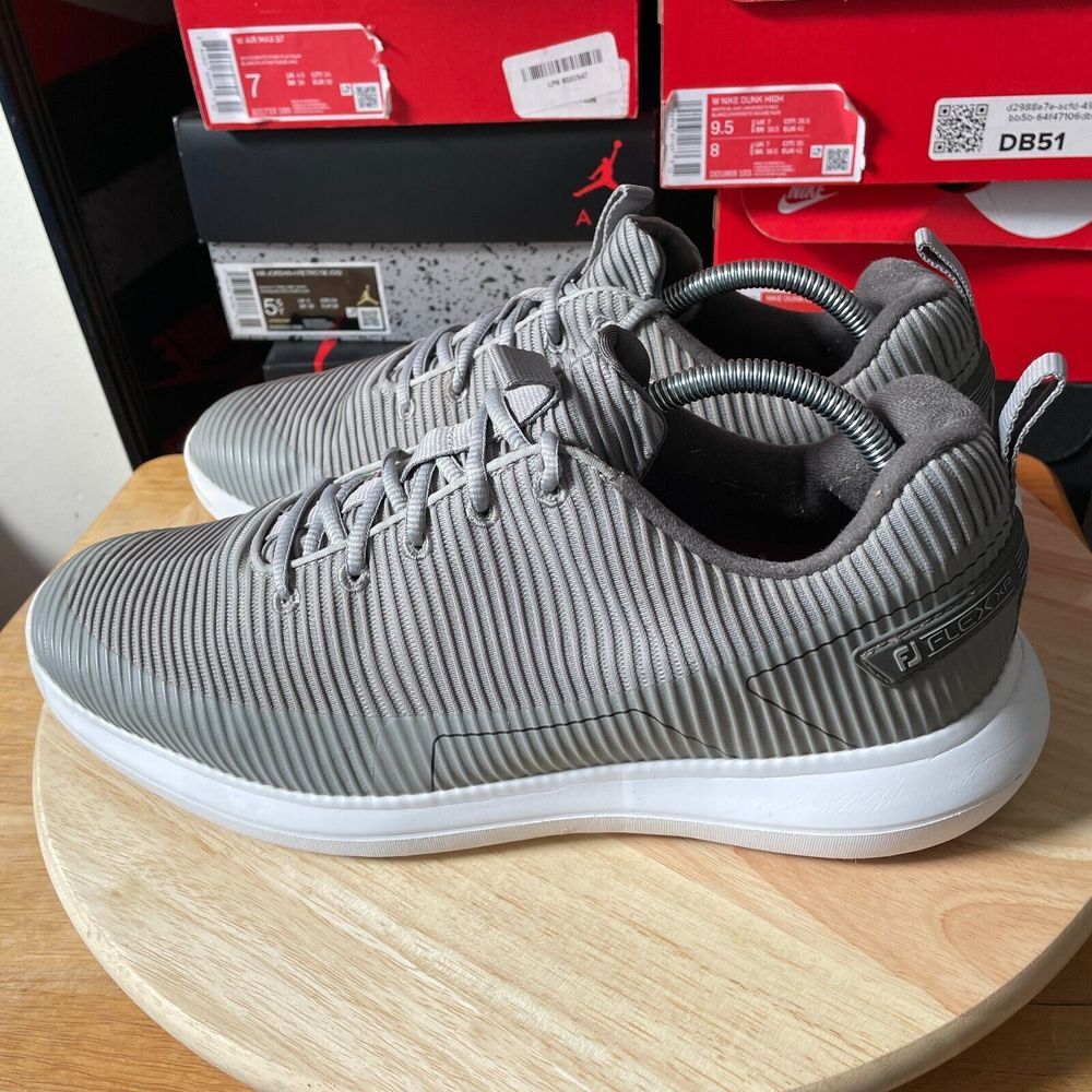 FOOTJOY FLEX XP MENS 11 SHOES Gray White DS GOLF Spikeless Golfer Mesh‎ Sneakers - Picture 4 of 11
